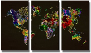 Canvas schilderij 3 luik wereldkaart 4 160 x 90 cm 1171