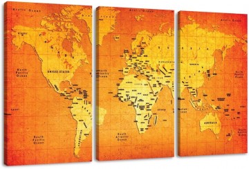 Canvas schilderij 3 luik wereldkaart 5 160 x 90 cm 1165