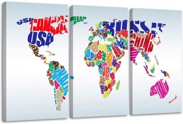 Canvas schilderij 3 luik wereldkaart 8 160 x 90 cm 1163