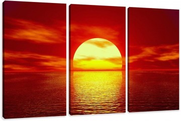 Canvas schilderij 3 luik zonsondergang 160 x 90 cm 1094