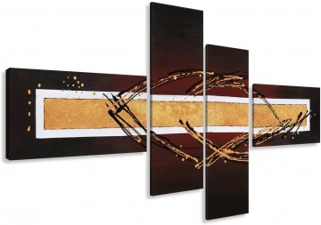 Canvas schilderij 4 luik abstract bruin 195 x 80 cm 6808