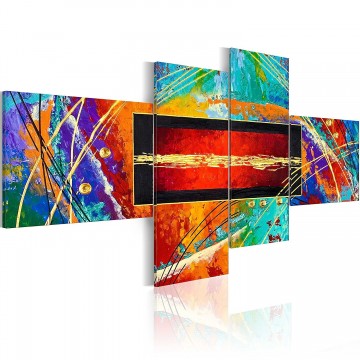 Canvas schilderij 4 luik abstract colourful 1 200 x 90 cm a a 0111 b i 