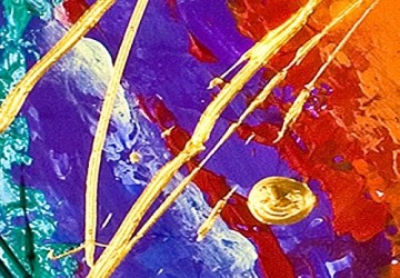 Canvas schilderij 4 luik abstract colourful 3 200 x 90 cm a a 0111 b i 