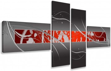 Canvas schilderij 4 luik abstract grijs 195 x 80 cm 6803