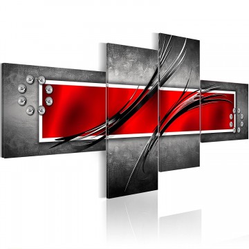 Canvas schilderij 4 luik abstract rood 1 200 x 90 cm 051460