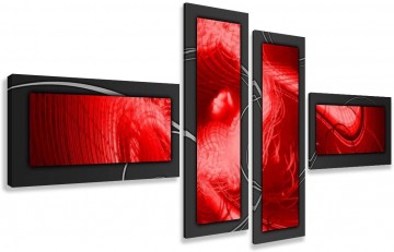 Canvas schilderij 4 luik abstract rood 195 x 80 cm 6805