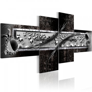 Canvas schilderij 4 luik abstract zwart 1 200 x 90 cm 51482