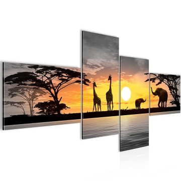 Canvas schilderij 4 luik afrika giraffe 1 200 x 100 cm 000241c
