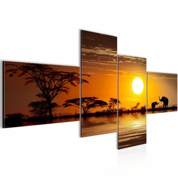 Canvas schilderij 4 luik afrika olifant 1 200 x 100 cm 00054p