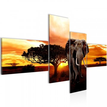Canvas schilderij 4 luik afrika olifant 2 200 x 100 cm 001245p