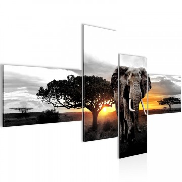 Canvas schilderij 4 luik afrika olifant 4 200 x 100 cm 001245p
