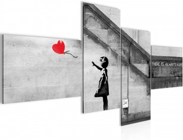 Canvas schilderij 4 luik banksy   hope  200 x 100 cm wwwuwhuisinrichtingnl