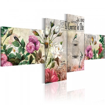 Canvas schilderij 4 luik bloemen 1 200 x 90 cm 020115 49