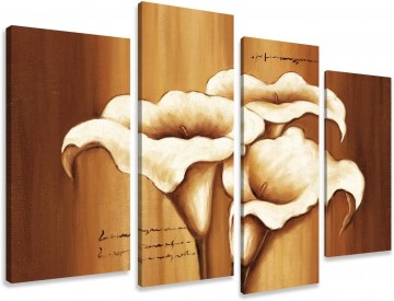 Canvas schilderij 4 luik bloemen kelken 130 x 80 cm 6168