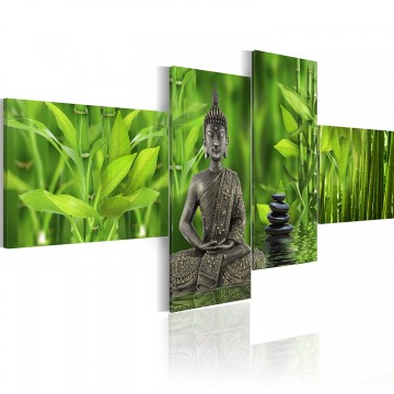 Canvas schilderij 4 luik boeddha 1 200 x 90 cm 030113  1