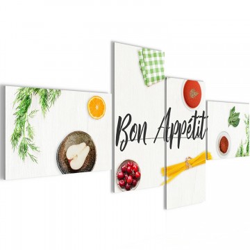 Canvas schilderij 4 luik bon apetite 200 x 100 cm 802941a