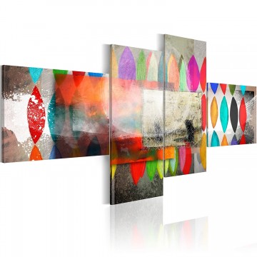 Canvas schilderij 4 luik colourful painting 1 200 x 90 cm 0101  68