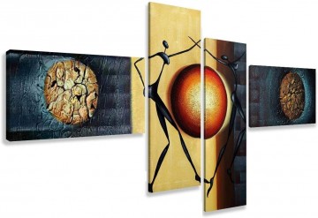 Canvas schilderij 4 luik dancing blauw 195 x 80 cm 6807