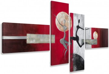 Canvas schilderij 4 luik dancing rood 195 x 80 cm 6810