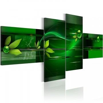 Canvas schilderij 4 luik groen blad 1 200 x 90 cm 020101 36