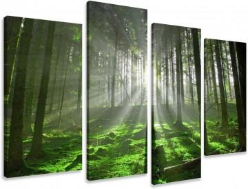 Canvas schilderij 4 luik groen bos 130 x 80 cm 6130
