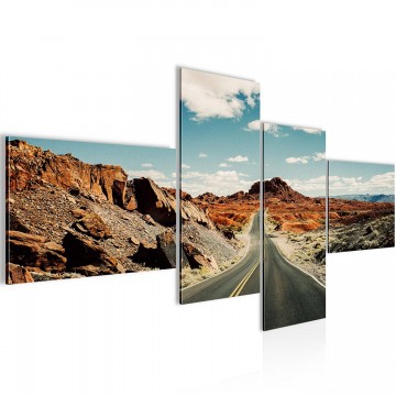 Canvas schilderij 4 luik highway usa 200 x 100 cm 804442a