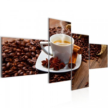 Canvas schilderij 4 luik koffie 1 200 x 100 cm 80164p