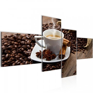 Canvas schilderij 4 luik koffie 3 200 x 100 cm 80164p