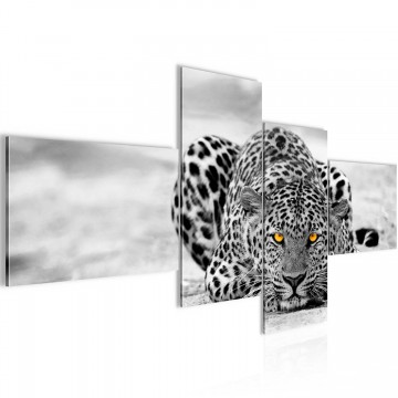 Canvas schilderij 4 luik leopard 1 200 x 100 cm 00034p
