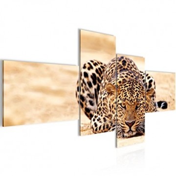 Canvas schilderij 4 luik leopard 2 200 x 100 cm 00034p