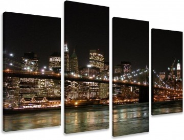 Canvas schilderij 4 luik new york skyline 130 x 80 cm 6008