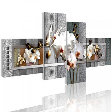 Canvas schilderij 4 luik orchidee grijs 1 200 x 90 cm 020110