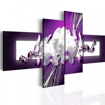 Canvas schilderij 4 luik orchidee paars 1 200 x 90 cm 051483