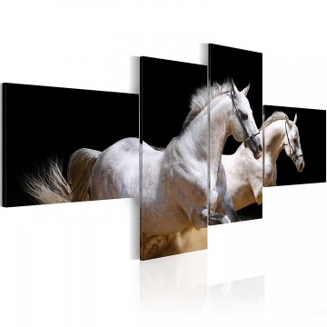 Canvas schilderij 4 luik paarden 1 200 x 90 cm 030216  5