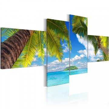 Canvas schilderij 4 luik palmbomen 1 200 x 90 cm 030112  47 os