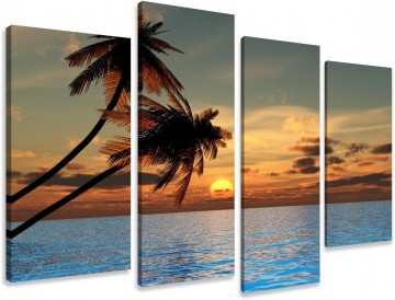 Canvas schilderij 4 luik palmbomen 130 x 80 cm 6144