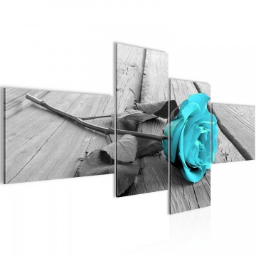 Canvas schilderij 4 luik roos blauw 1 200 x 100 cm 80064p