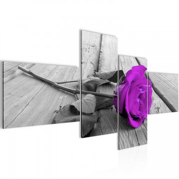 Canvas schilderij 4 luik roos paars 1 200 x 100 cm 80064p
