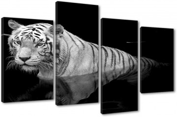 Canvas schilderij 4 luik tijger 130 x 80 cm 6176