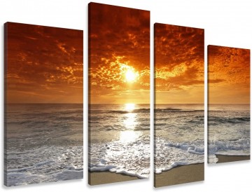 Canvas schilderij 4 luik zonsondergang 130 x 80 cm 6038