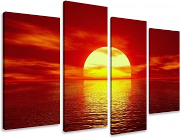 Canvas schilderij 4 luik zonsondergang 130 x 80 cm 6094