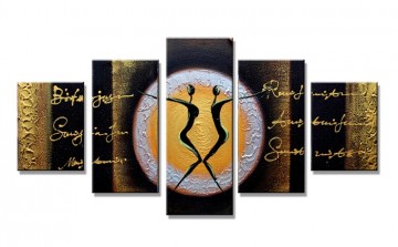 Canvas schilderij 5 luik abstract dancing 2 160 x 80 cm wwwuwhuisinrichtingnl