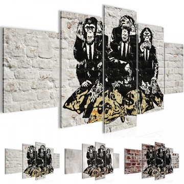 Canvas schilderij 5 luik banksy   bankroof 1 200 x 100 cm wwwuwhuisinrichtingnl