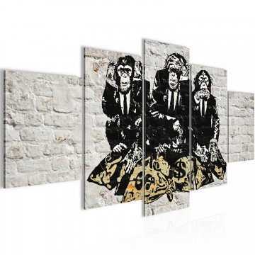 Canvas schilderij 5 luik banksy   bankroof 2 200 x 100 cm wwwuwhuisinrichtingnl