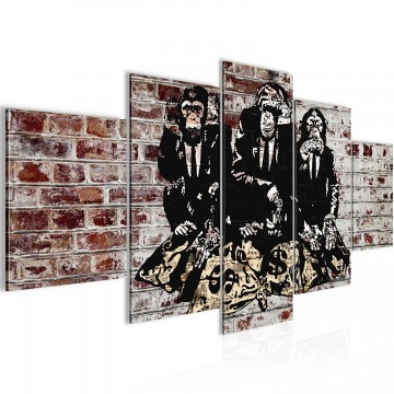Canvas schilderij 5 luik banksy   bankroof 4 200 x 100 cm wwwuwhuisinrichtingnl