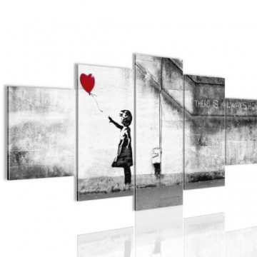 Canvas schilderij 5 luik banksy   hope  200 x 100 cm wwwuwhuisinrichtingnl
