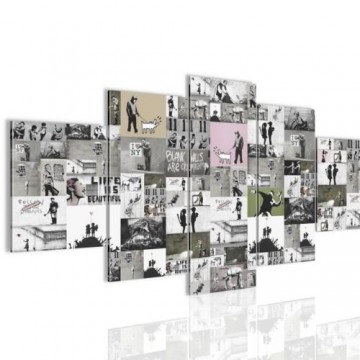 Canvas schilderij 5 luik banksy   verzamel 3 200 x 100 cm wwwuwhuisinrichtingnl