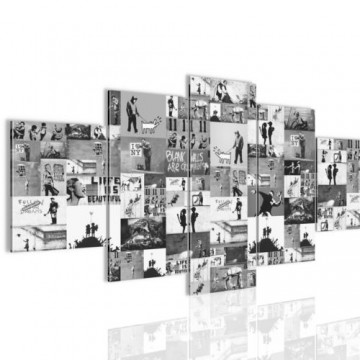 Canvas schilderij 5 luik banksy   verzamel 4 200 x 100 cm wwwuwhuisinrichtingnl