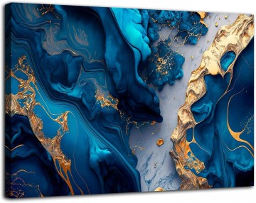 Canvas schilderij abstract blauw 120 x 80 cm 5044
