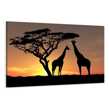 Canvas schilderij afrika giraffe 120 x 80 cm 5034
